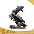Garden Bronze Mermaid with dophin water Fountain GBF-G080V